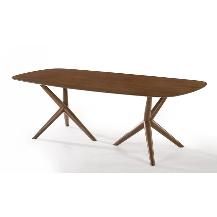 Table à manger rectangulaire en noyer brun, 8 places