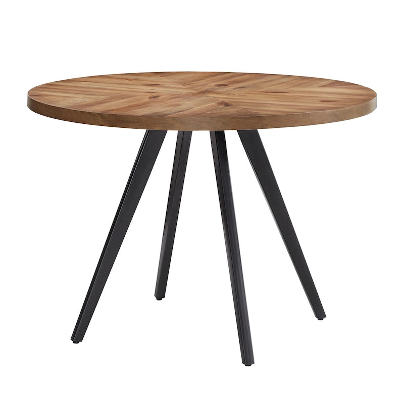 Table à manger ronde gris fer avec plateau en chêne, pour 2 à 4 personnes