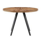 Table à manger ronde gris fer avec plateau en chêne, pour 2 à 4 personnes