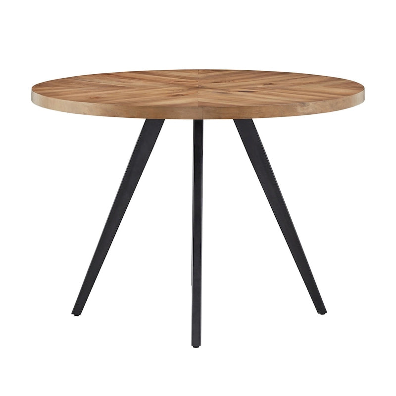 Table à manger ronde gris fer avec plateau en chêne, pour 2 à 4 personnes