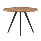 Table à manger ronde gris fer avec plateau en chêne, pour 2 à 4 personnes