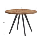 Table à manger ronde gris fer avec plateau en chêne, pour 2 à 4 personnes