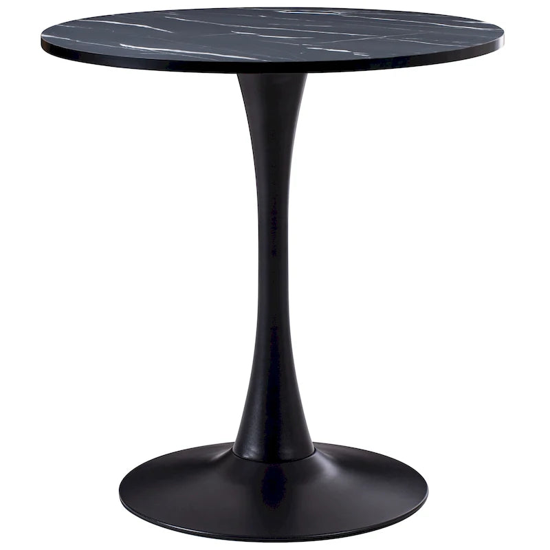 Table de bistrot ronde marron/gris-doré/noire avec pied central – Jusqu'à 3 places