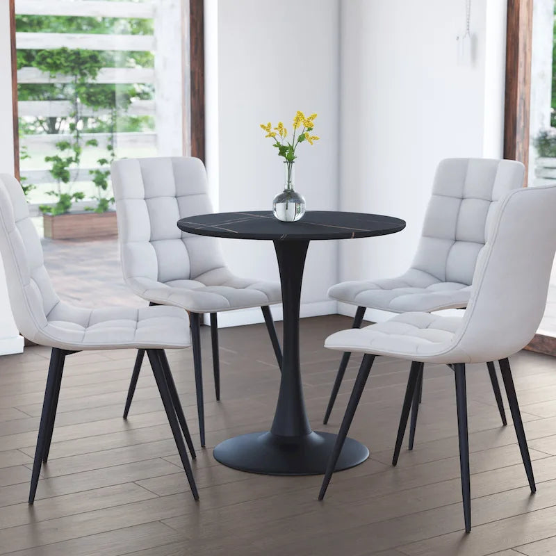 Table de bistrot ronde marron/gris-doré/noire avec pied central – Jusqu'à 3 places