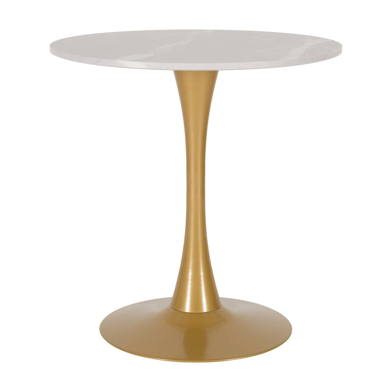Table de bistrot ronde marron/gris-doré/noire avec pied central – Jusqu'à 3 places
