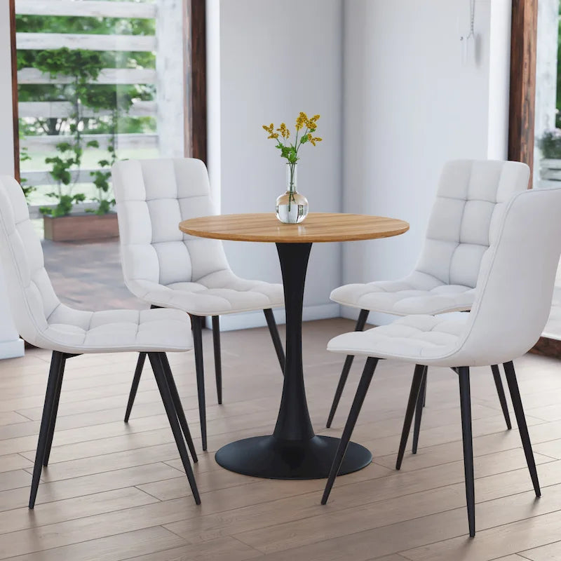 Table de bistrot ronde marron/gris-doré/noire avec pied central – Jusqu'à 3 places