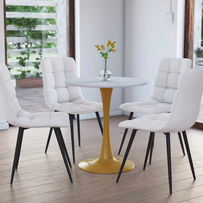 Table de bistrot ronde marron/gris-doré/noire avec pied central – Jusqu'à 3 places
