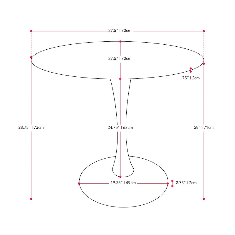 Table de bistrot ronde marron/gris-doré/noire avec pied central – Jusqu'à 3 places