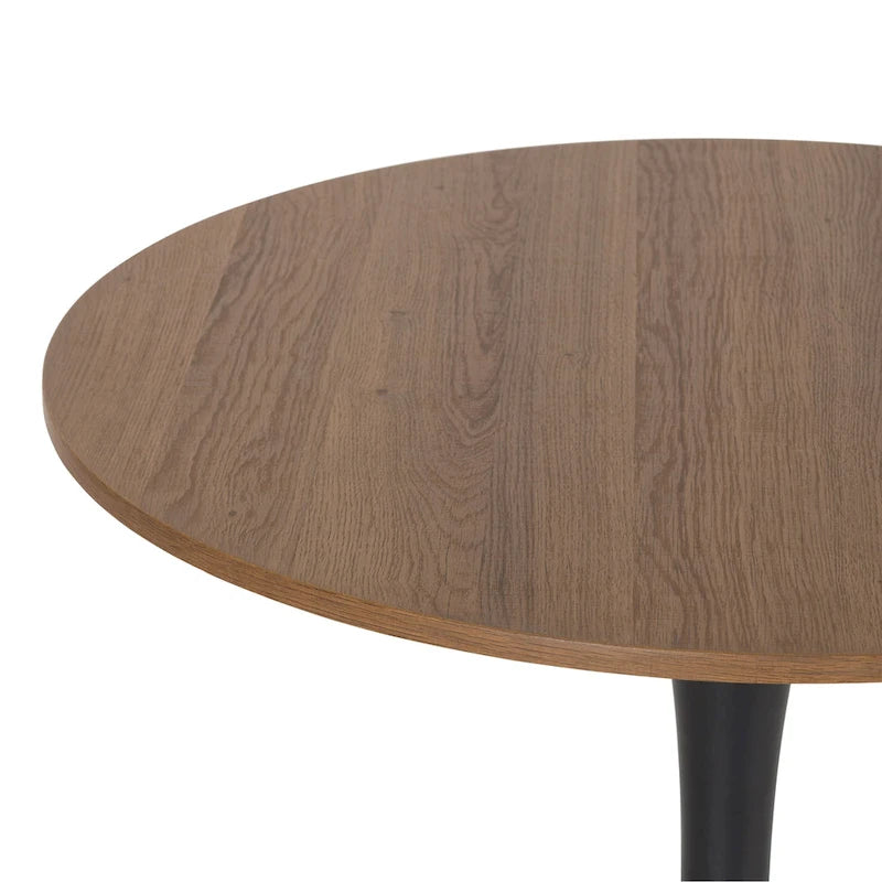 Table de bistrot ronde marron/gris-doré/noire avec pied central – Jusqu'à 3 places