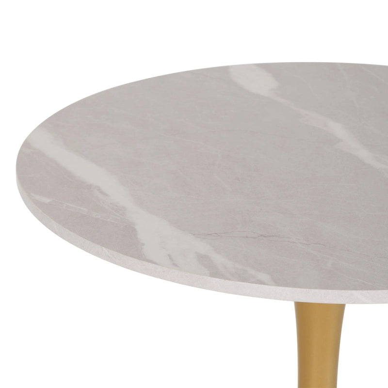 Table de bistrot ronde marron/gris-doré/noire avec pied central – Jusqu'à 3 places