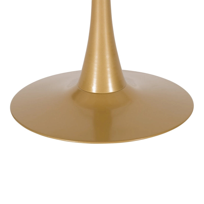 Table de bistrot ronde marron/gris-doré/noire avec pied central – Jusqu'à 3 places