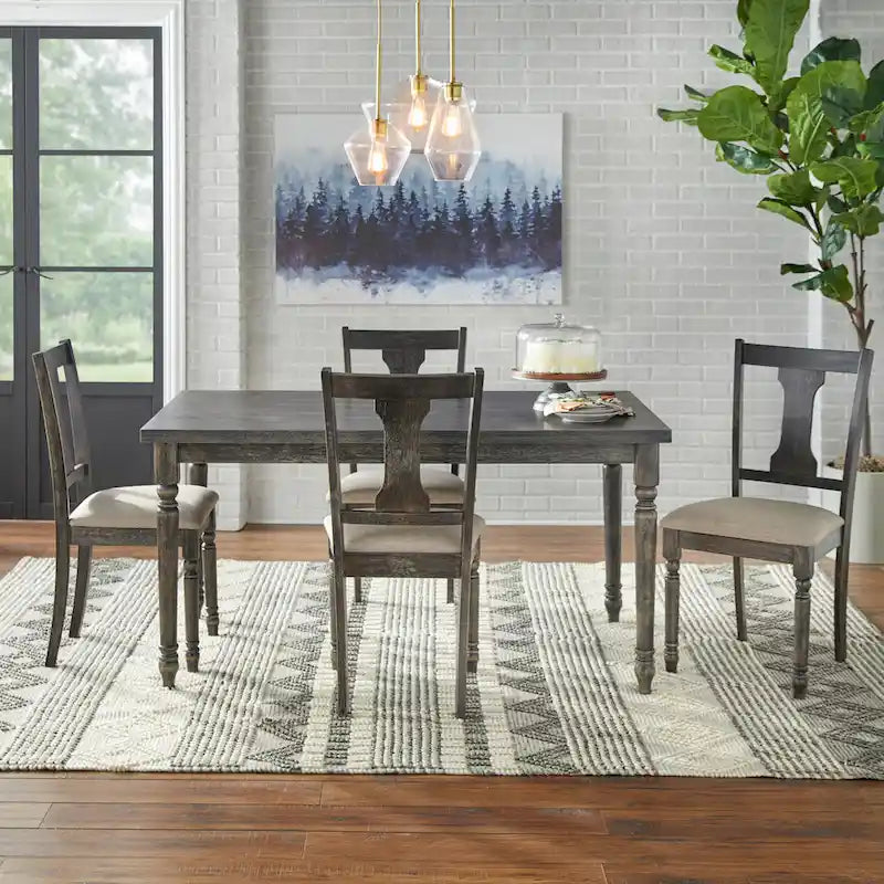 Table à manger rectangulaire Gris patiné / Marron rustique / Bois flotté, 4 à 6 places