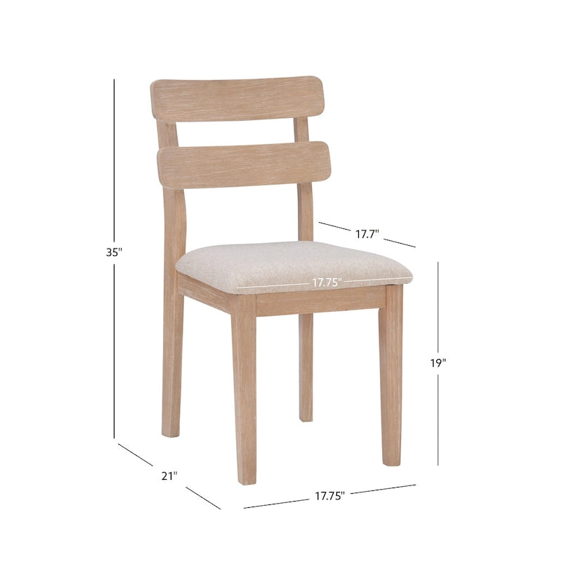 Chaise de salle à manger avec dossier en échelle de ferme, noir/naturel, lot de 2