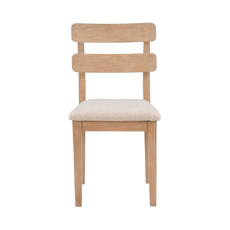 Chaise de salle à manger avec dossier en échelle de ferme, noir/naturel, lot de 2