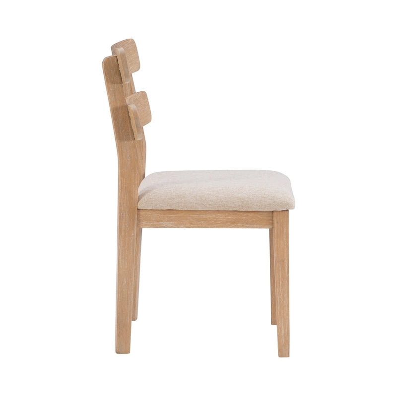 Chaise de salle à manger avec dossier en échelle de ferme, noir/naturel, lot de 2
