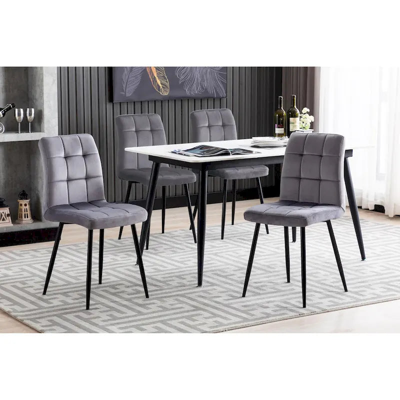 Chaises de salle à manger en velours, style mi-siècle, lot de 2