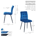 Chaises de salle à manger en velours, style mi-siècle, lot de 2
