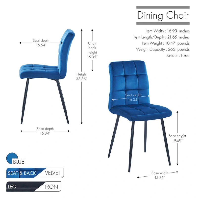 Chaises de salle à manger en velours, style mi-siècle, lot de 2