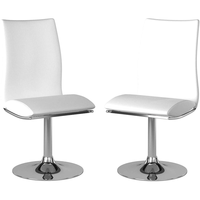 Chaise de salle à manger pivotante en similicuir avec piètement chromé, blanc/noir, lot de 2