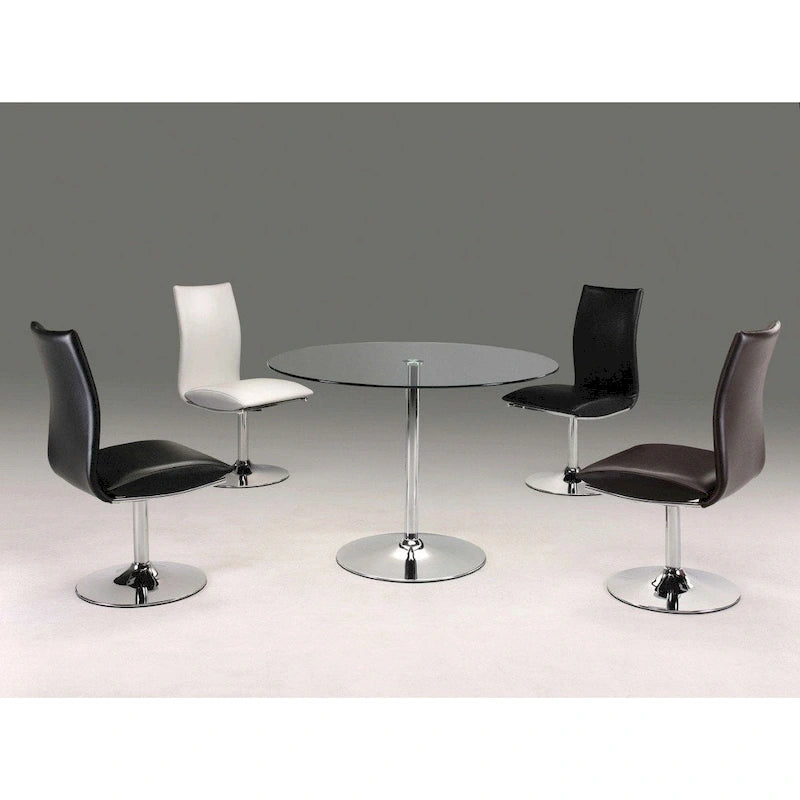 Chaise de salle à manger pivotante en similicuir avec piètement chromé, blanc/noir, lot de 2