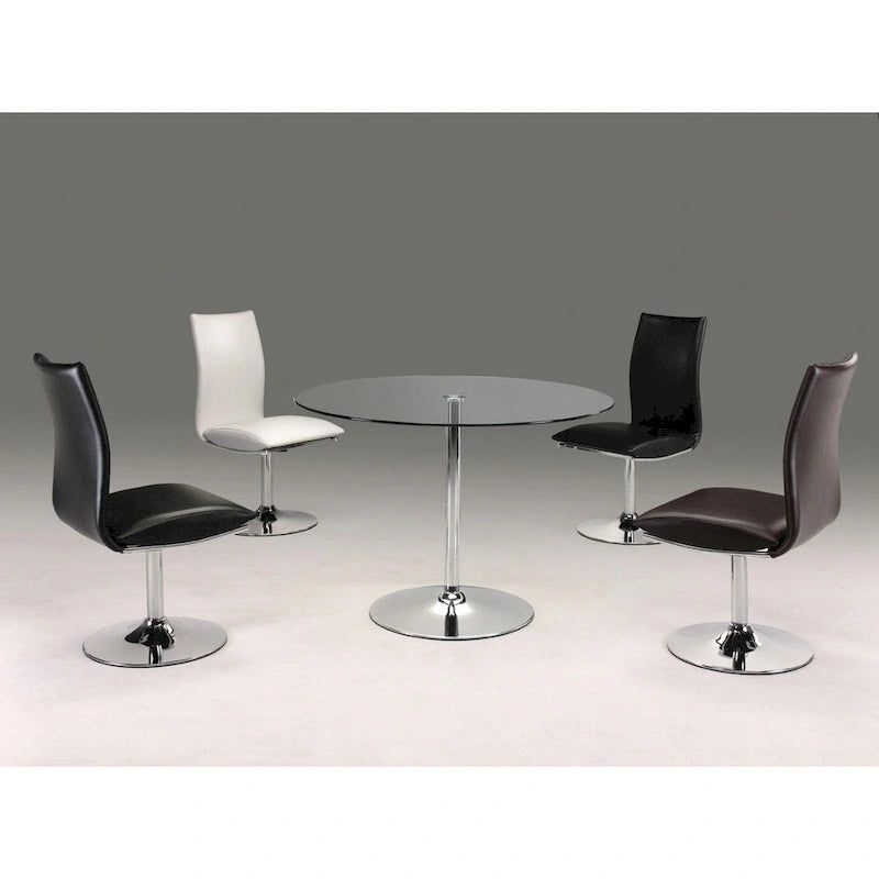 Chaise de salle à manger pivotante en similicuir avec piètement chromé, blanc/noir, lot de 2