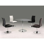 Chaise de salle à manger pivotante en similicuir avec piètement chromé, blanc/noir, lot de 2