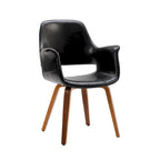 Chaise de salle à manger en cuir PU avec pieds en bois courbé, bleu/vert/blanc/noir, lot de 2