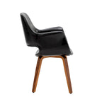 Chaise de salle à manger en cuir PU avec pieds en bois courbé, bleu/vert/blanc/noir, lot de 2