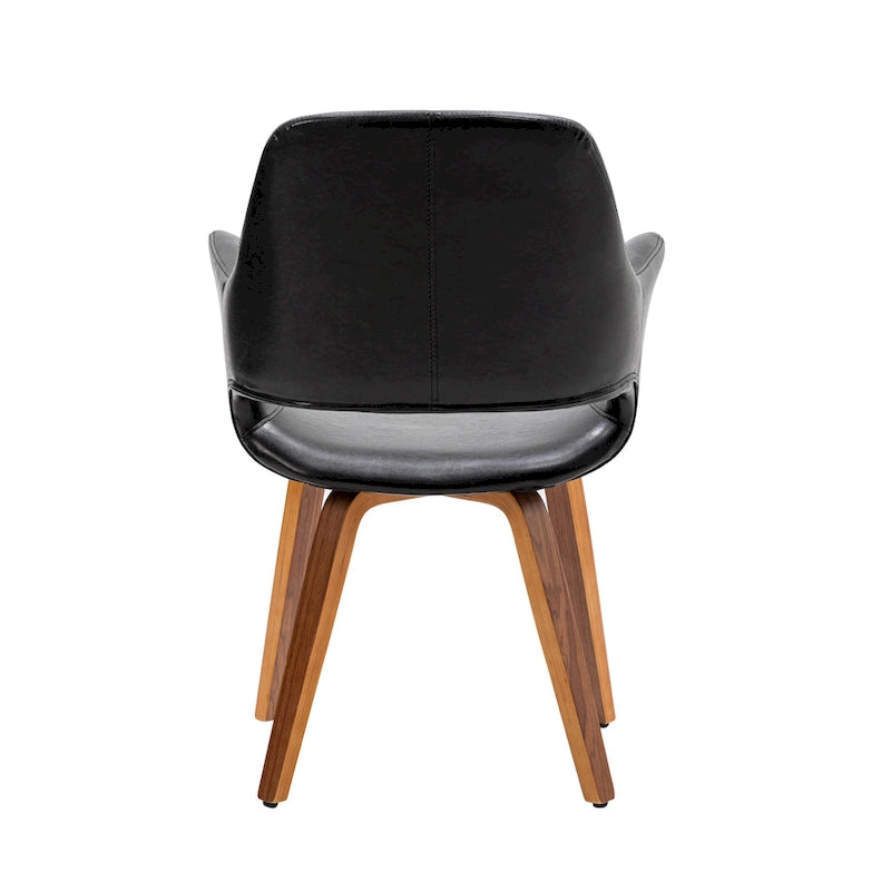Chaise de salle à manger en cuir PU avec pieds en bois courbé, bleu/vert/blanc/noir, lot de 2