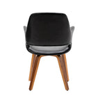 Chaise de salle à manger en cuir PU avec pieds en bois courbé, bleu/vert/blanc/noir, lot de 2