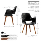 Chaise de salle à manger en cuir PU avec pieds en bois courbé, bleu/vert/blanc/noir, lot de 2