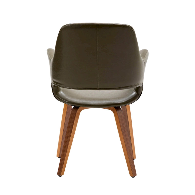 Chaise de salle à manger en cuir PU avec pieds en bois courbé, bleu/vert/blanc/noir, lot de 2