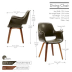 Chaise de salle à manger en cuir PU avec pieds en bois courbé, bleu/vert/blanc/noir, lot de 2
