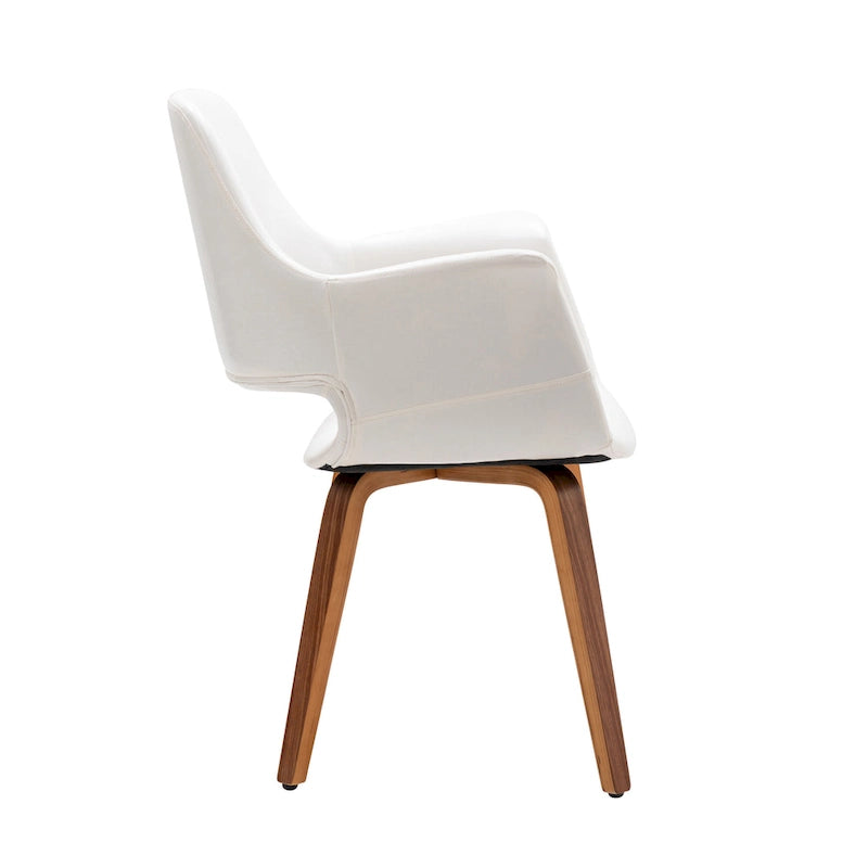Chaise de salle à manger en cuir PU avec pieds en bois courbé, bleu/vert/blanc/noir, lot de 2