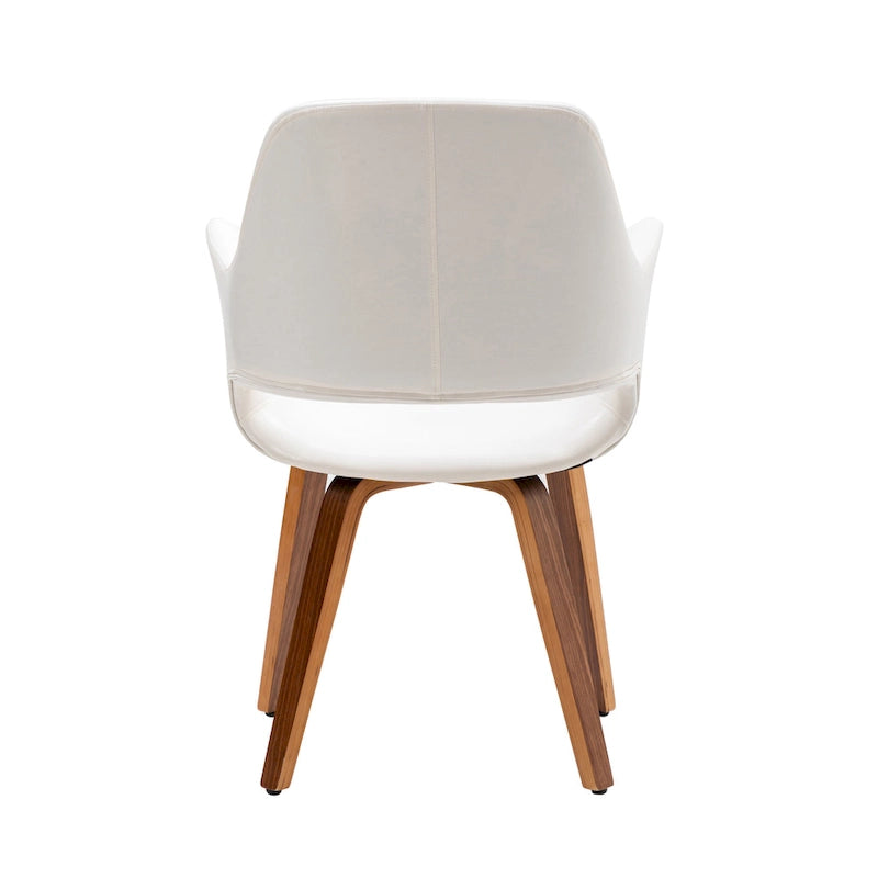 Chaise de salle à manger en cuir PU avec pieds en bois courbé, bleu/vert/blanc/noir, lot de 2