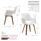 Chaise de salle à manger en cuir PU avec pieds en bois courbé, bleu/vert/blanc/noir, lot de 2