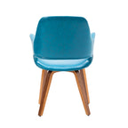 Chaise de salle à manger en cuir PU avec pieds en bois courbé, bleu/vert/blanc/noir, lot de 2