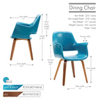 Chaise de salle à manger en cuir PU avec pieds en bois courbé, bleu/vert/blanc/noir, lot de 2