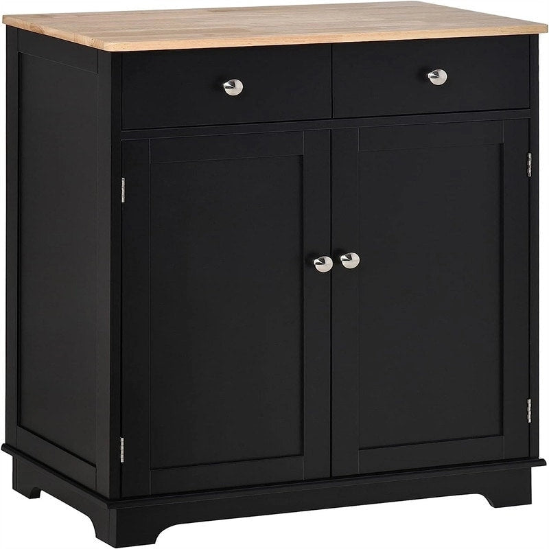Buffet commode à 2 portes et 2 tiroirs – Noir vieilli / Brun rustique / Blanc / Gris