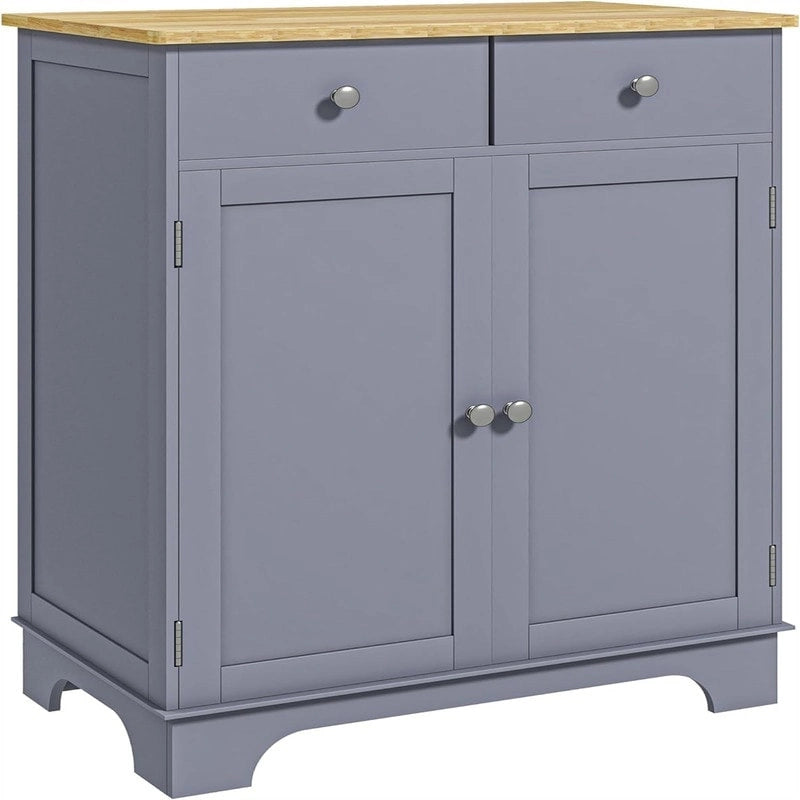 Buffet commode à 2 portes et 2 tiroirs – Noir vieilli / Brun rustique / Blanc / Gris