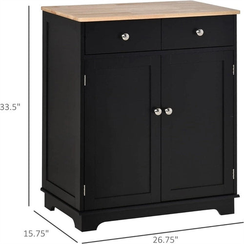 Buffet commode à 2 portes et 2 tiroirs – Noir vieilli / Brun rustique / Blanc / Gris