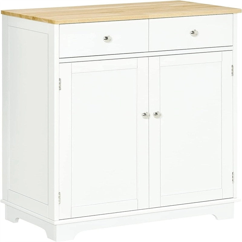 Buffet commode à 2 portes et 2 tiroirs – Noir vieilli / Brun rustique / Blanc / Gris