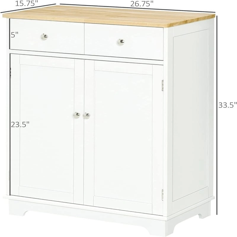 Buffet commode à 2 portes et 2 tiroirs – Noir vieilli / Brun rustique / Blanc / Gris