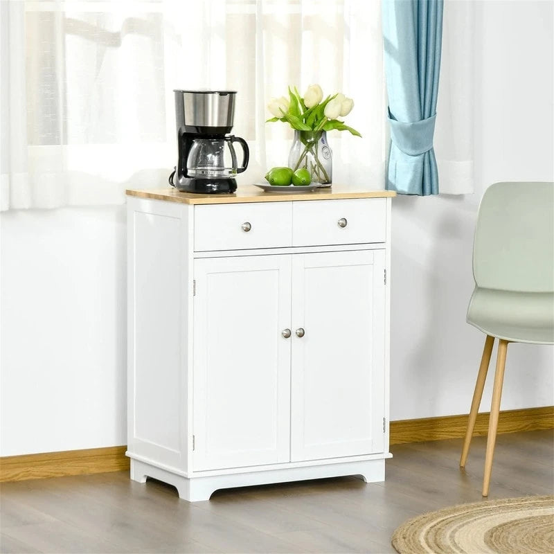 Buffet commode à 2 portes et 2 tiroirs – Noir vieilli / Brun rustique / Blanc / Gris