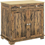 Buffet commode à 2 portes et 2 tiroirs – Noir vieilli / Brun rustique / Blanc / Gris