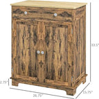 Buffet commode à 2 portes et 2 tiroirs – Noir vieilli / Brun rustique / Blanc / Gris