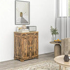 Buffet commode à 2 portes et 2 tiroirs – Noir vieilli / Brun rustique / Blanc / Gris