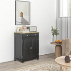 Buffet commode à 2 portes et 2 tiroirs – Noir vieilli / Brun rustique / Blanc / Gris