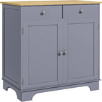 Buffet commode à 2 portes et 2 tiroirs – Noir vieilli / Brun rustique / Blanc / Gris