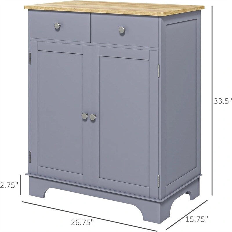 Buffet commode à 2 portes et 2 tiroirs – Noir vieilli / Brun rustique / Blanc / Gris